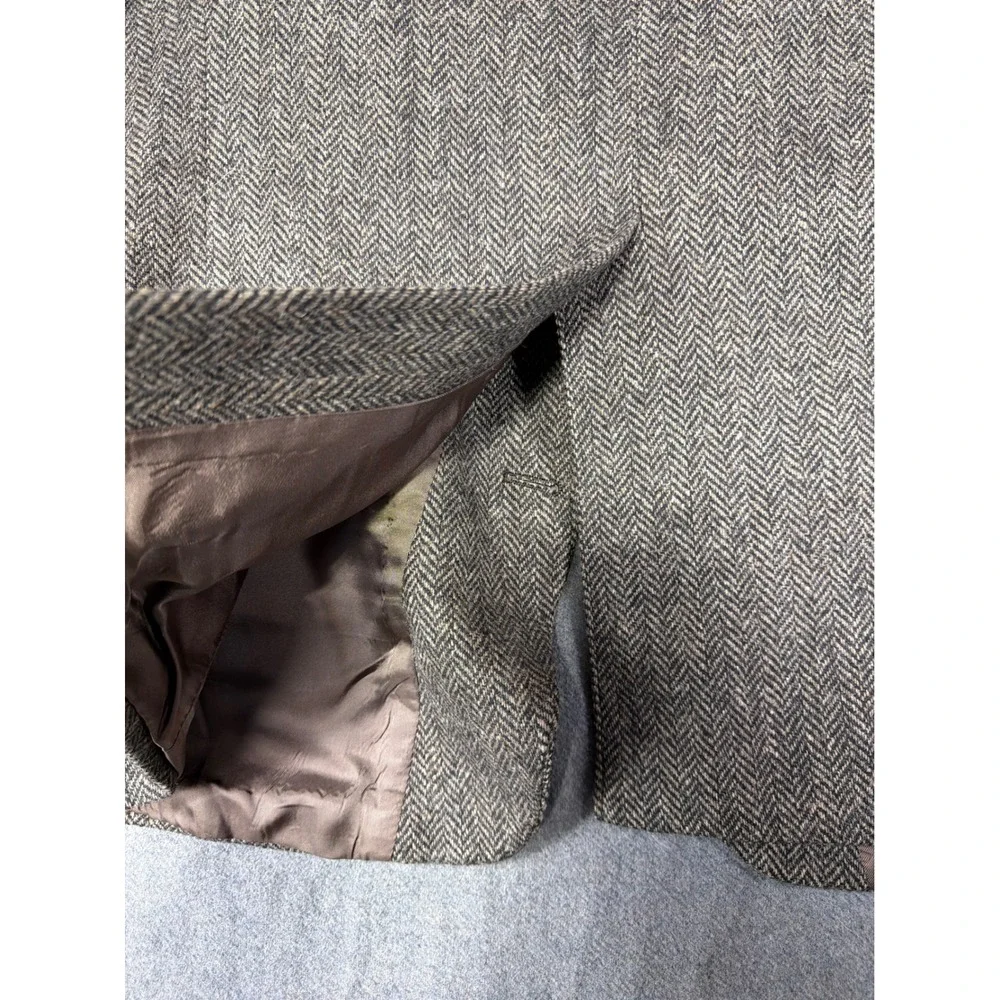 ROBERT STOCK Men's 43R Herringbone‎ Wool Blazer Jacket Brown Tan VTG Sport Coat